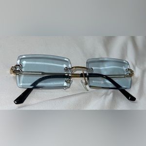 Retro Rimless Rectangle Sunglasses for Women | Frameless Vintage Square Glasses